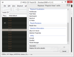 Showing the foobar2000 options when replacing UI elements